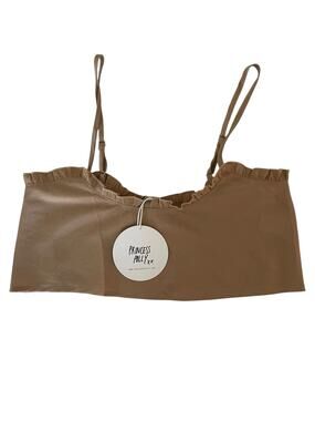 Princess Polly Tan Satin Ruffle Cottagecore Coquette Crop Top NWT Size 2